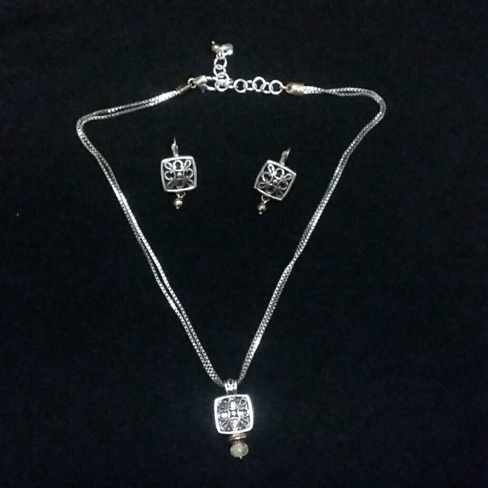 Brighton silver earrings &necklace set.